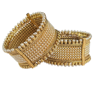 Traditional Gold Pearl Bracelets Bangles  (Adjustable Size)