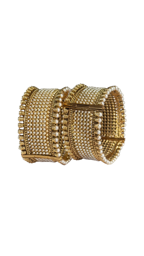 Traditional Gold Pearl Bracelets Bangles  (Adjustable Size) - Image 2