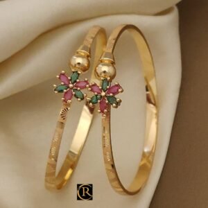 Designer Gold Tone Kada Bangles (Free Size)