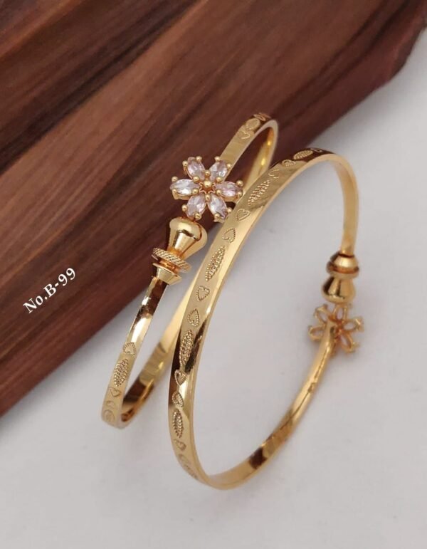 Designer Gold Tone Kada Bangles (Free Size)