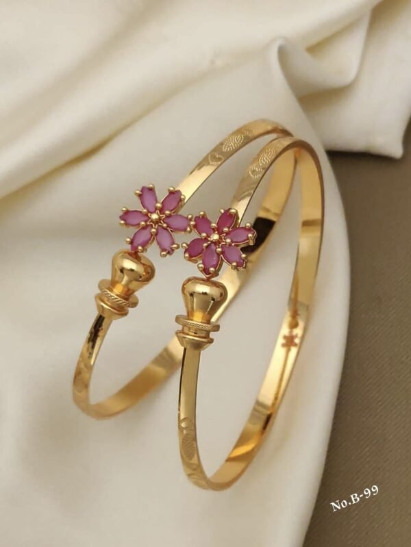 Designer Gold Tone Kada Bangles ( Free Size)