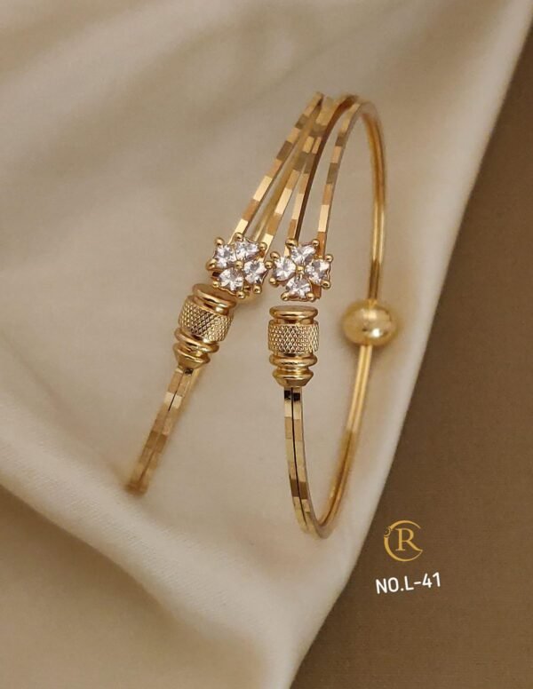 Designer Gold Tone Kada Bangles (Free Size)