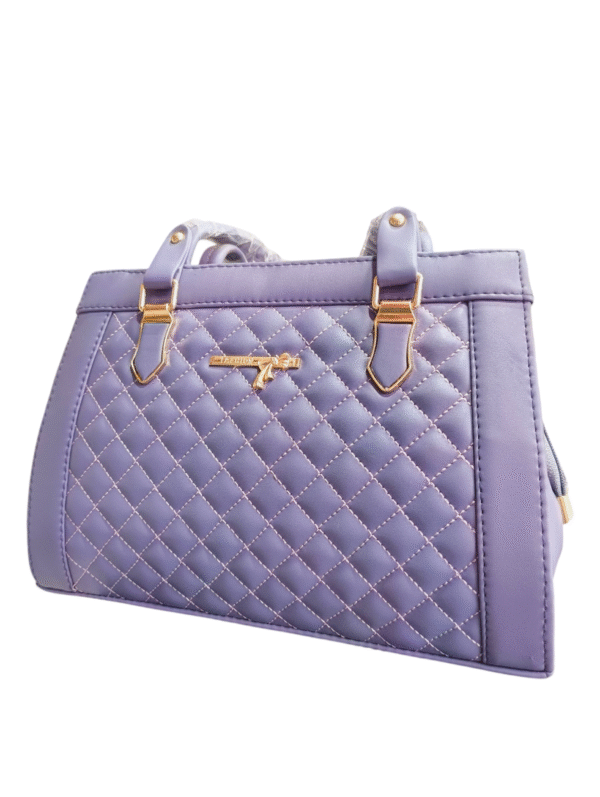 Lavender Quilted Satchel Handbag with Gold-Tone Accents