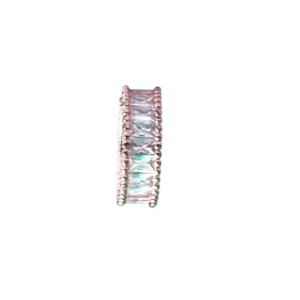 Silver Tone Emerald-Cut Cubic Zirconia Eternity Ring (Adjustable Size) (Copy)