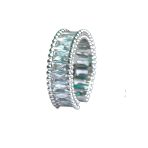 Silver Tone Emerald-Cut Cubic Zirconia Eternity Ring (Adjustable Size) (Copy)