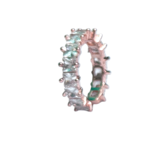 Silver Tone Emerald-Cut Cubic Zirconia Eternity Ring (Adjustable Size)