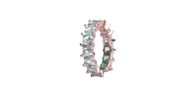 Silver Tone Emerald-Cut Cubic Zirconia Eternity Ring (Adjustable Size)