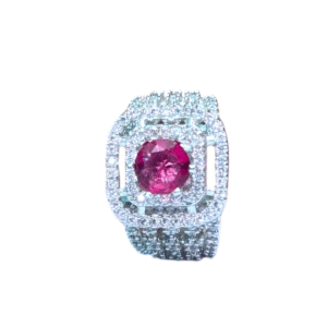 Ruby & Diamond Elegance Ring (Adjustable Size)