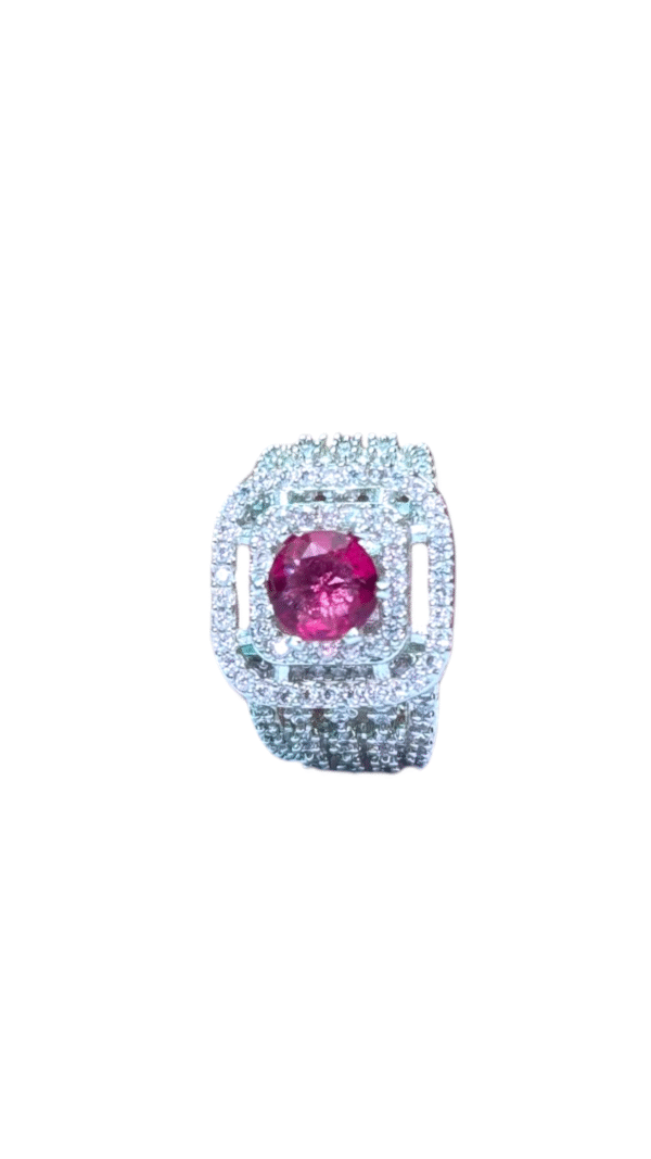 Ruby & Diamond Elegance Ring (Adjustable Size)
