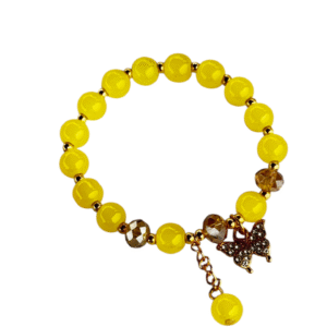 Sparkling Butterfly Dangle Yellow Bracelet (Free Size)