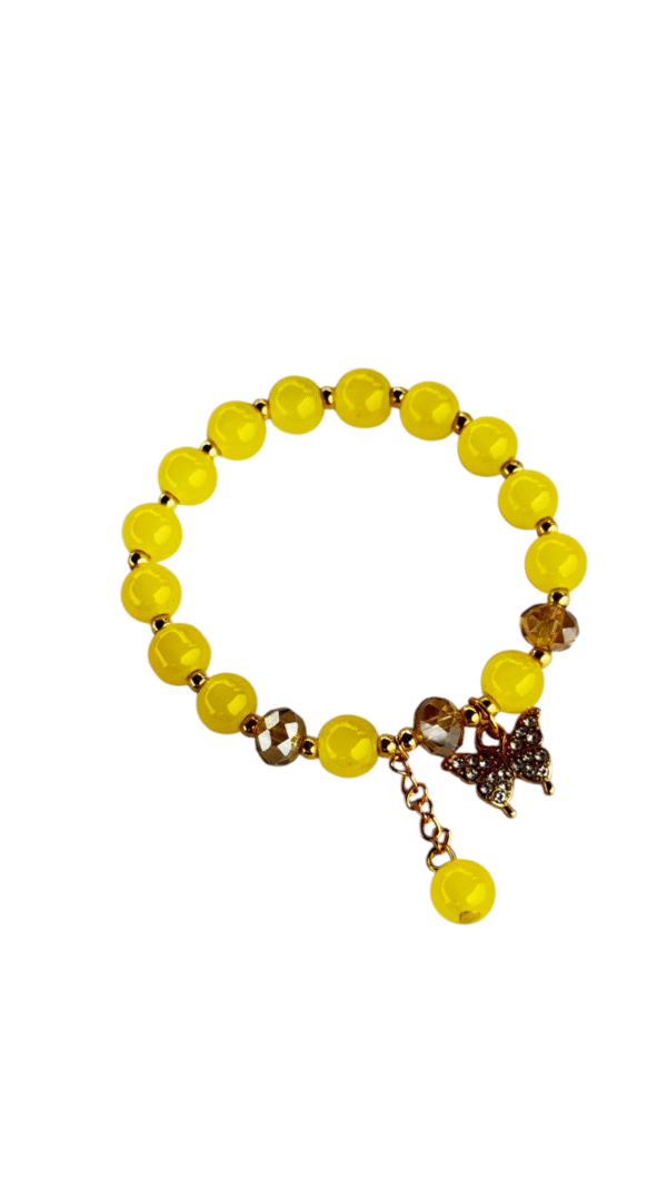 Sparkling Butterfly Dangle Yellow Bracelet (Free Size)