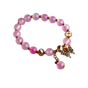 Sparkling Butterfly Dangle Pink Bracelet (Free Size)