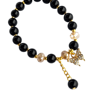 Sparkling Butterfly Dangle Black Bracelet (Free Size)