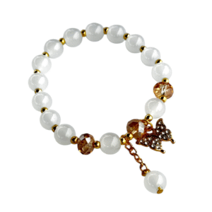 Sparkling Butterfly Dangle White Bracelet (Free Size)