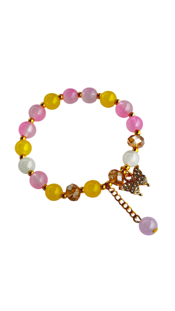 Sparkling Butterfly Dangle Multi colour Bracelet (Free Size)